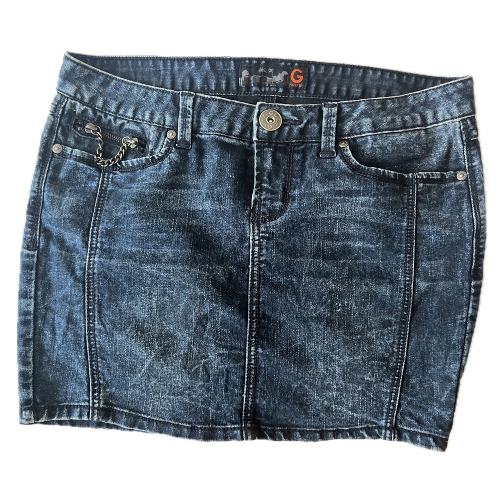 G by Guess Jean Mini Skirt with Chain Accent